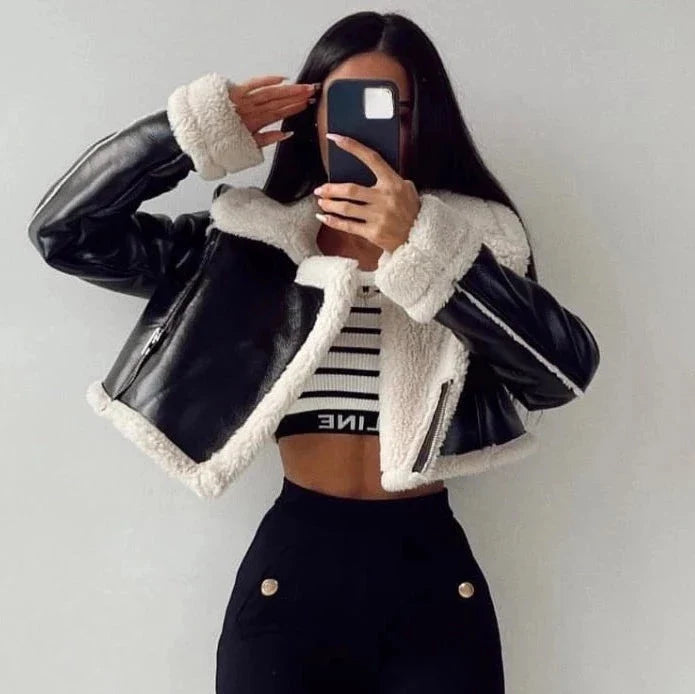 Bucarest - Veste en Cuir et Mouton Vegan Supérieur