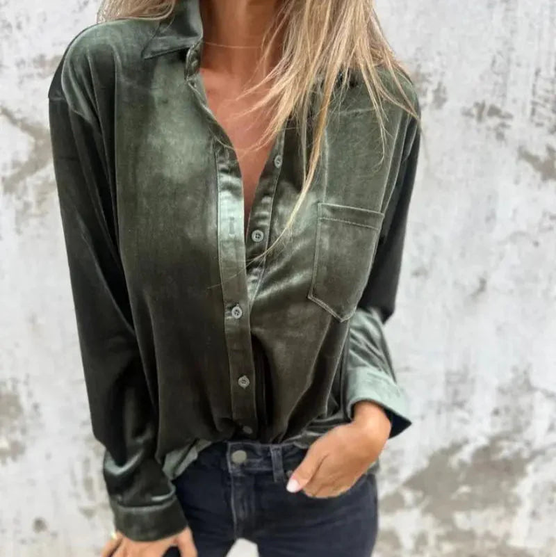 Sloane - Chemise Boutonnée en Velours Premium