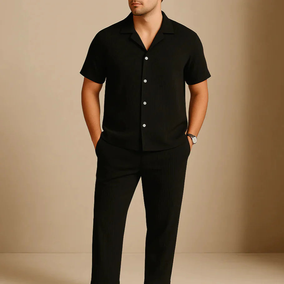 Maël - Casual Linned Skjorte og Bukser Sæt