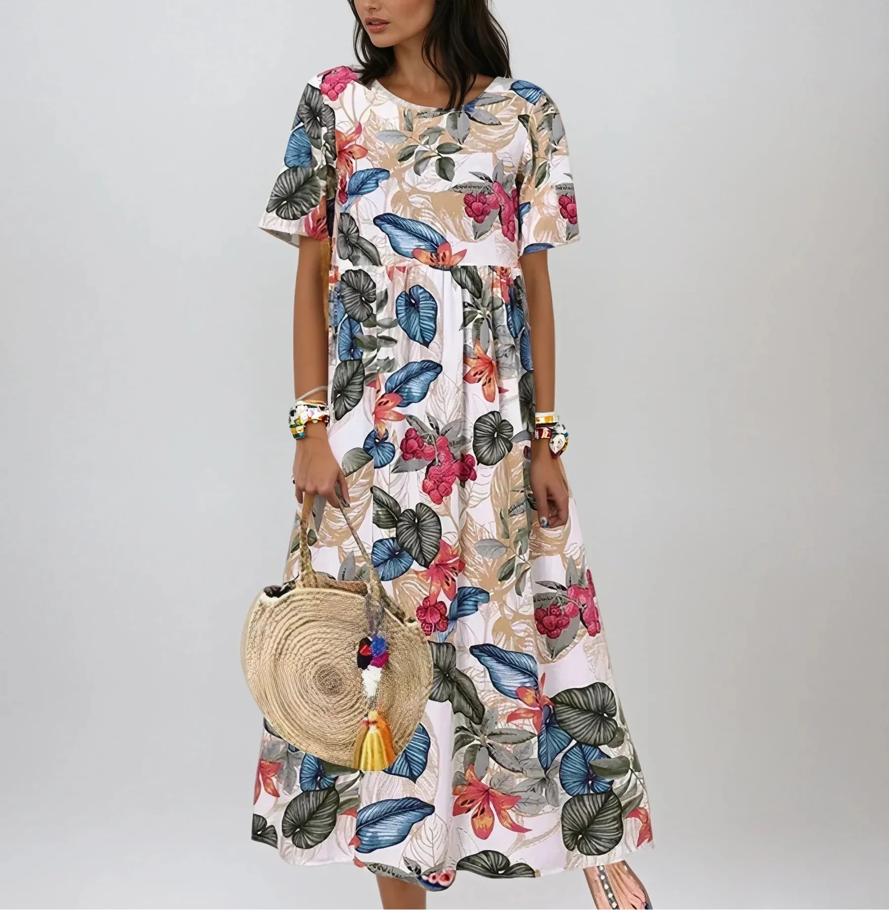 Lucinda - Maxi Kvetované Bavlnené Šaty