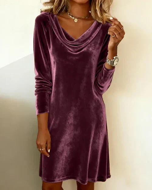 Thamar - Robe en Velours Chic Manches Longues