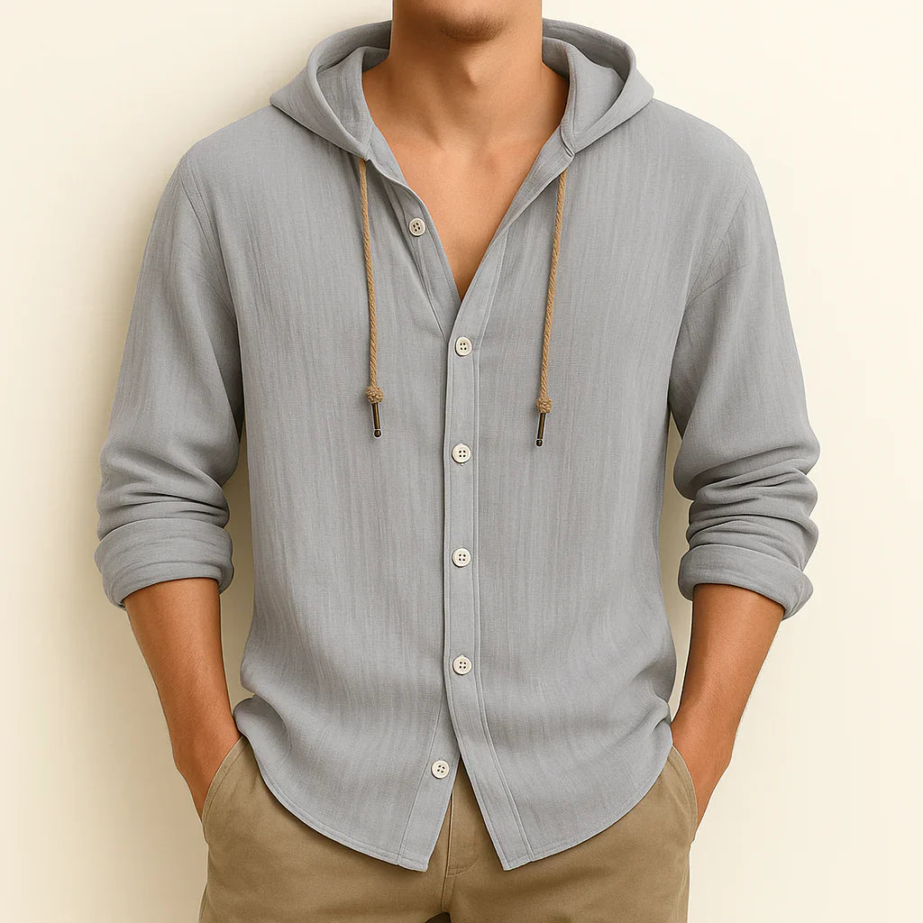 Shawn - Hætteskjorte i Bomuld & Hørblanding