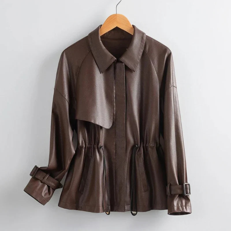 Serena - Luxusná Mäkká Kožená Bunda