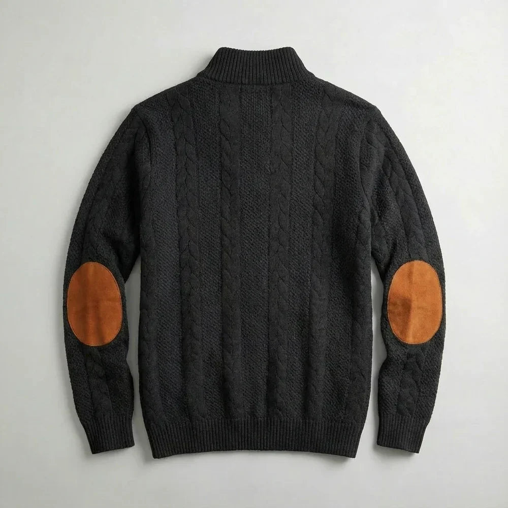 Evan - Pull en Maille Naturelle Robuste Col Montant Boutonné