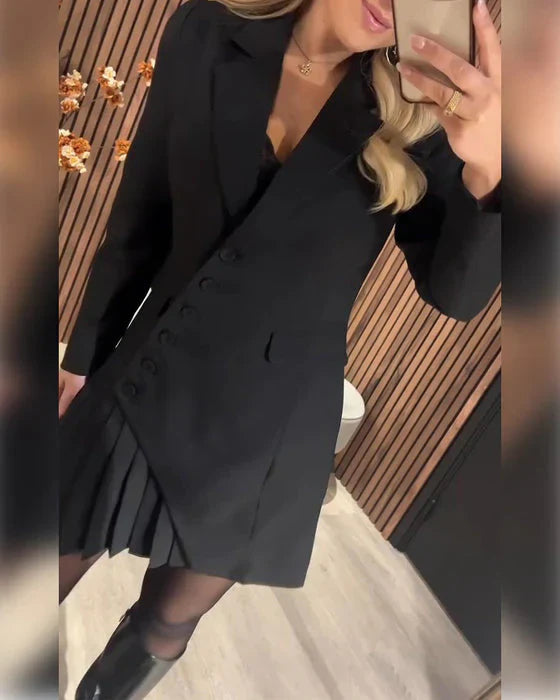 Emmie - Robe Blazer Plissée Chic