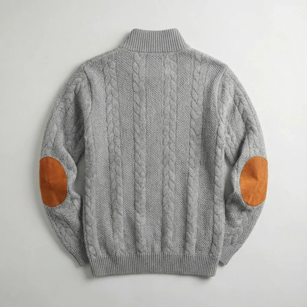 Evan - Pull en Maille Naturelle Robuste Col Montant Boutonné