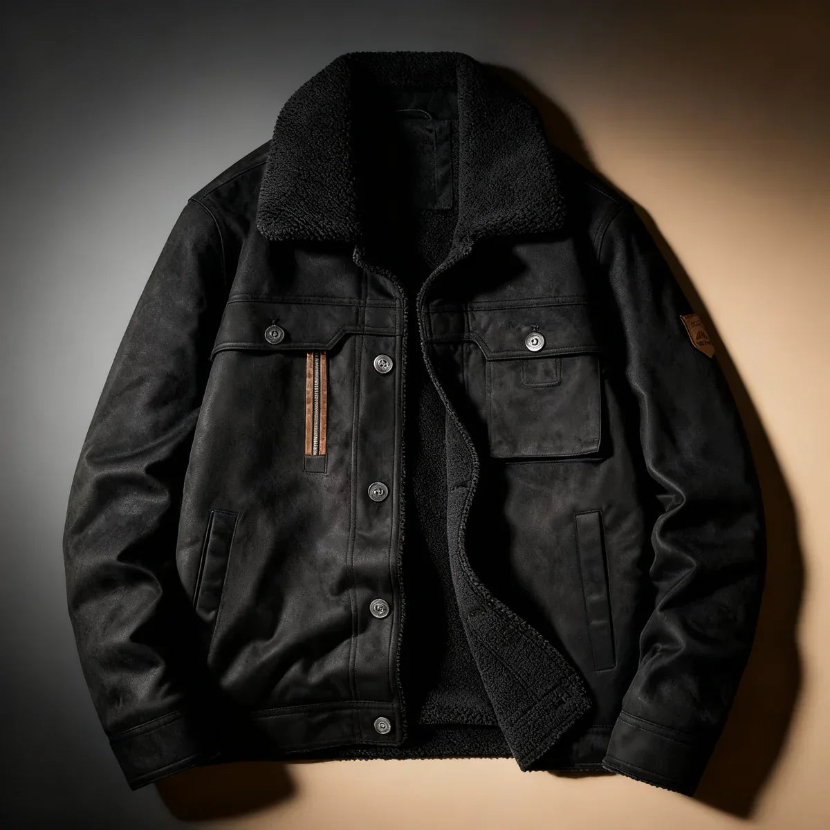 Niels - Veste en Daim Haut de Gamme Doublure Sherpa