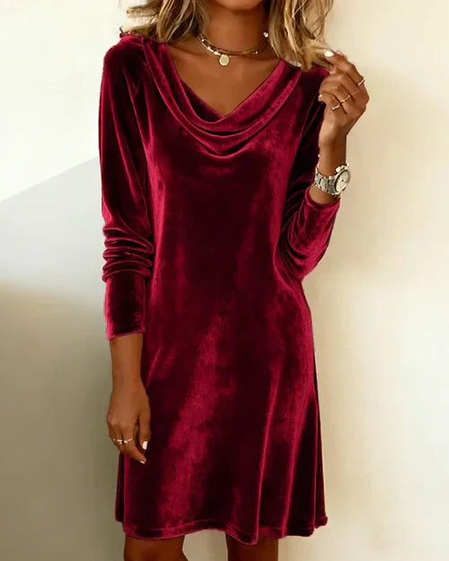 Thamar - Robe en Velours Chic Manches Longues
