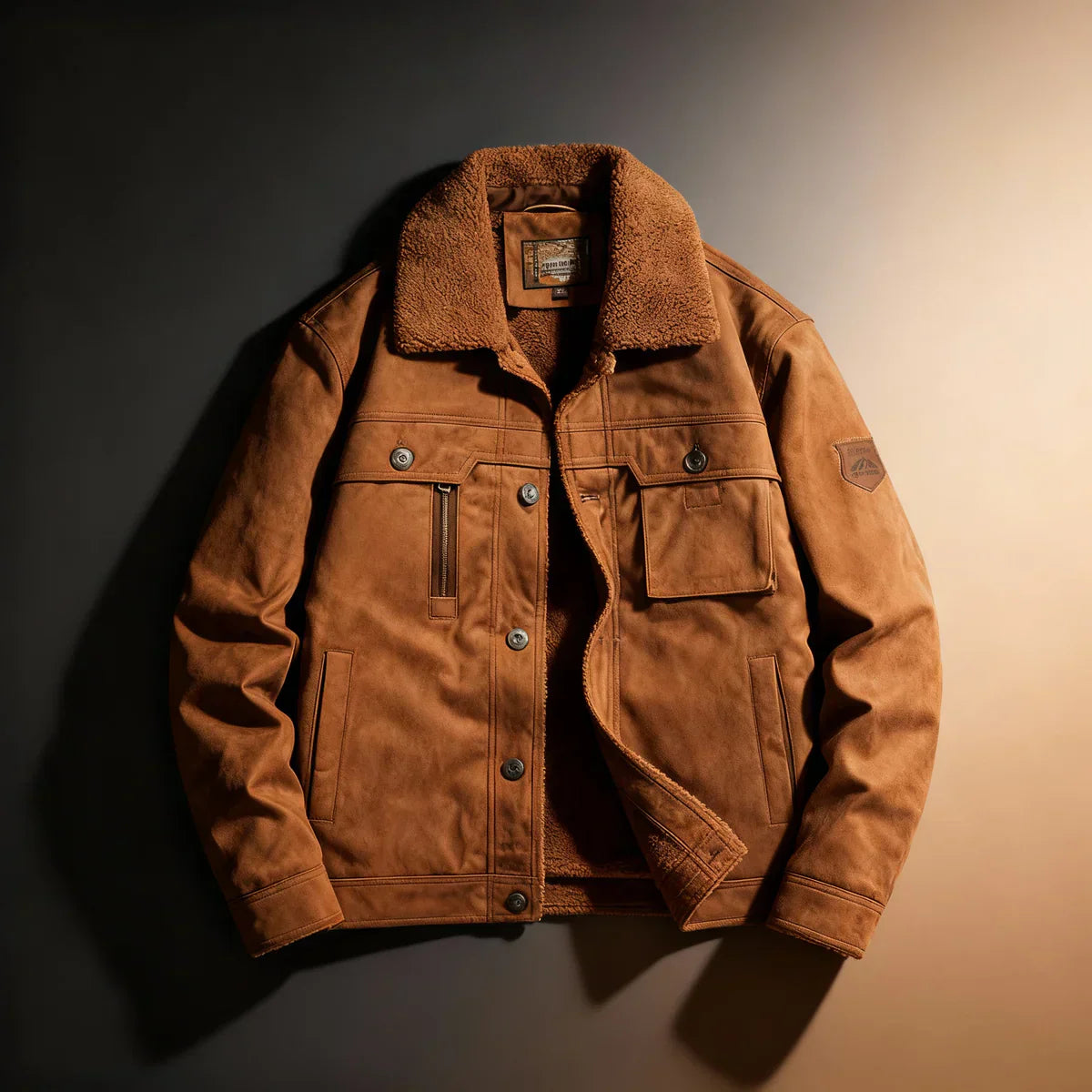 Niels - Veste en Daim Haut de Gamme Doublure Sherpa