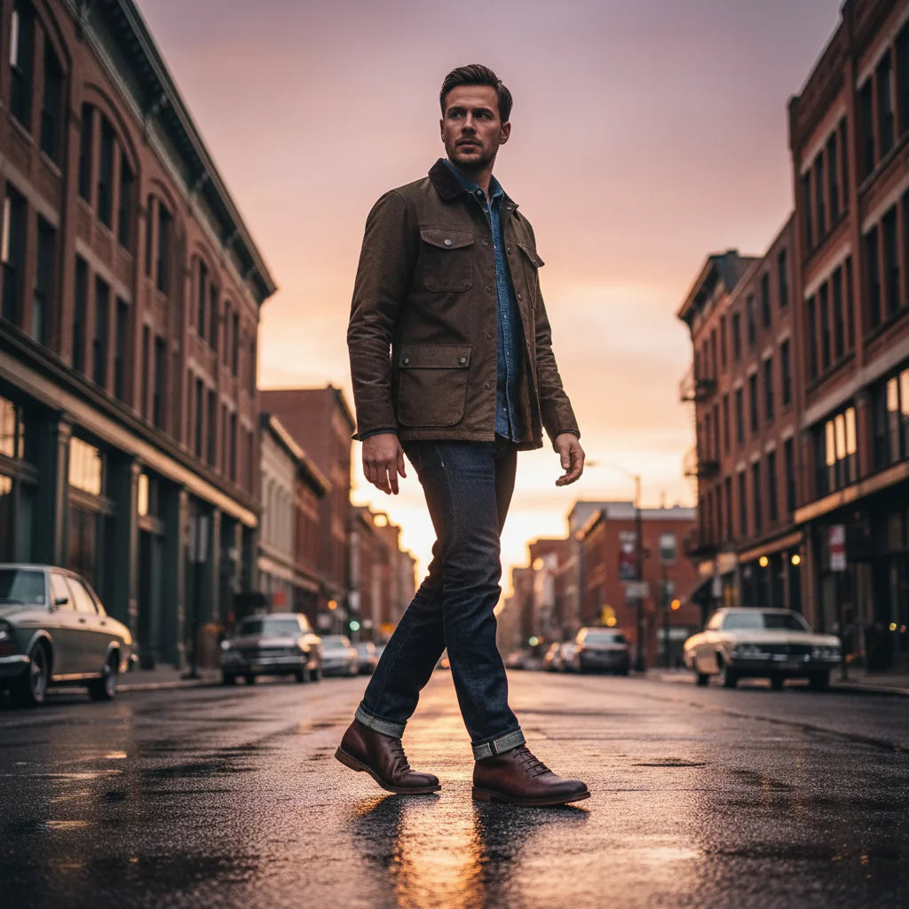 Robbin - Bottines en Cuir Véritable Fini à la Main