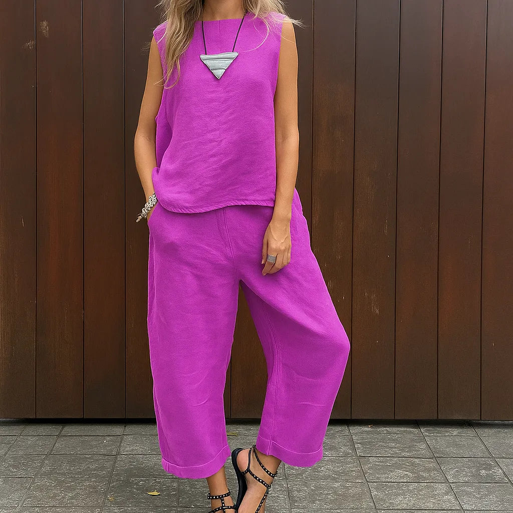 Abigail - Todelt Sommer Outfit i Hør