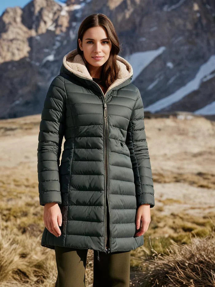 Karine - Vatovaný Kabát S Kapucí A Podšívkou Z Ovčí Vlny