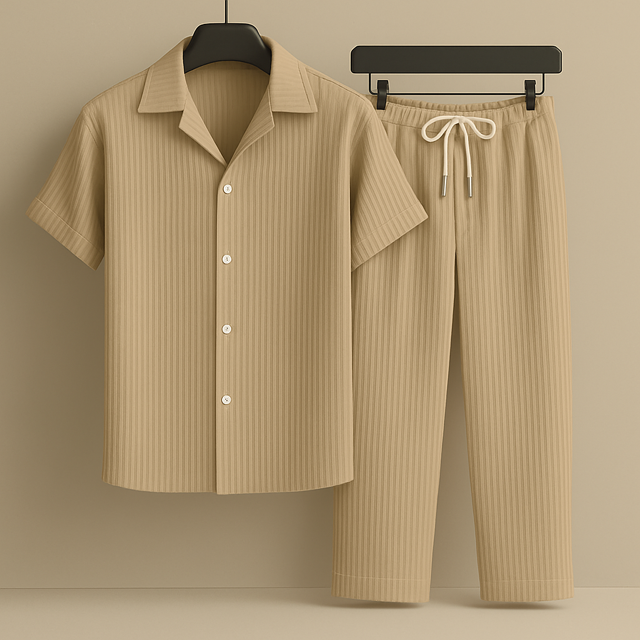 Maël - Casual Linned Skjorte og Bukser Sæt