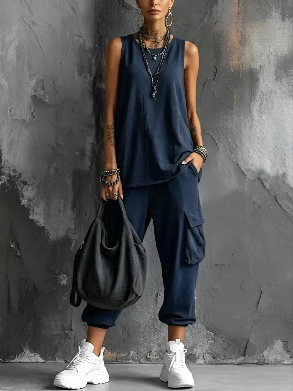 Lubiana - Conjunto Sport Casual con Bolso de Algodón