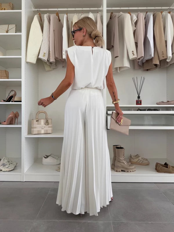 Regina - Elegant 2delt Løst Plisseret Sæt