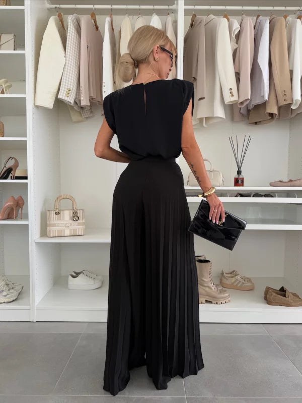 Regina - Elegant 2delt Løst Plisseret Sæt