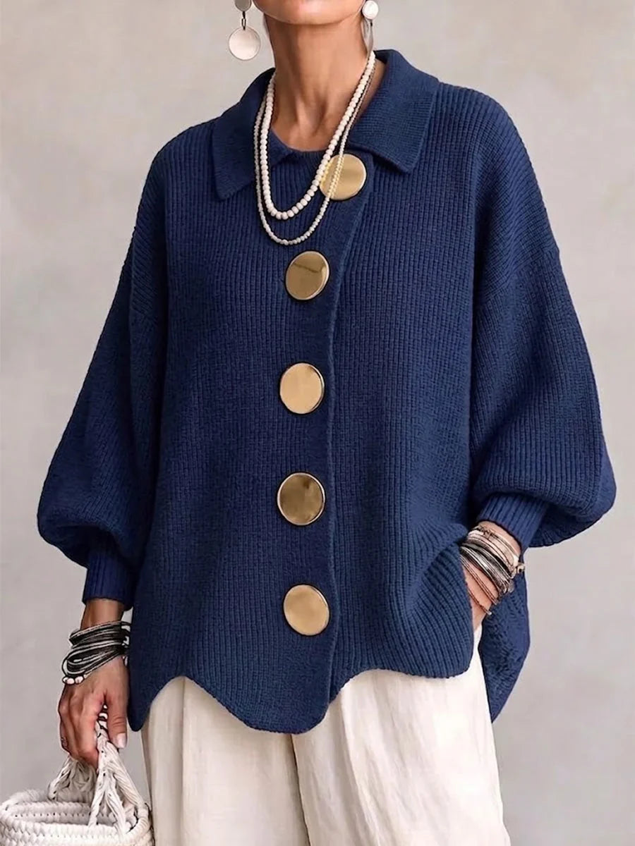 Gabriela - Cárdigan Azul Marino Oversize de Punto