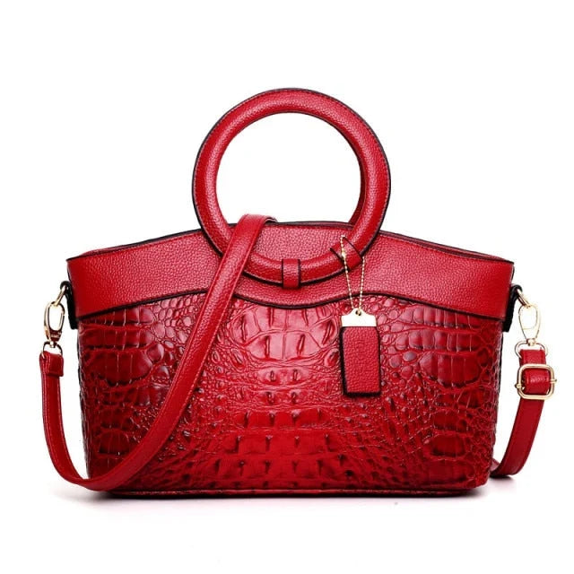 Ketty - Bolso Bicolor de Cuero con Textura Cocodrilo
