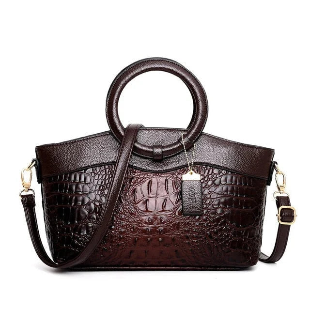 Ketty - Bolso Bicolor de Cuero con Textura Cocodrilo