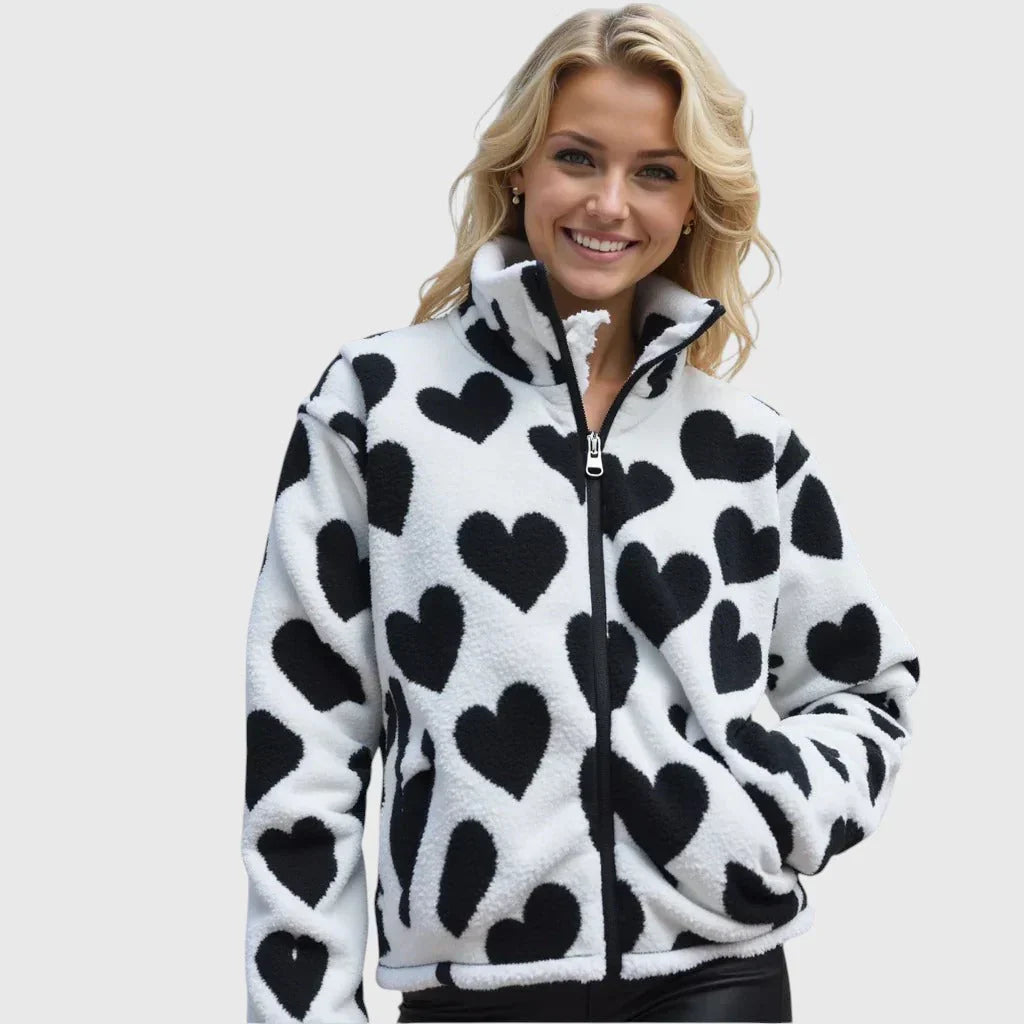 Lana - Veste Polaire Réversible à Cœurs