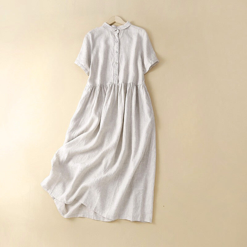 Janine - Beskeden Skjortekjole i Hør